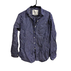Unsubscribed Blue & White Striped Button Down Shirt XS Cotton Classic